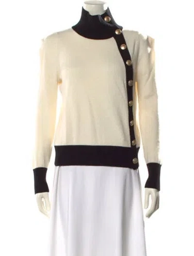 Pre-owned Mirth Caftans Wool Colorblock Pattern Sweater In Neutral