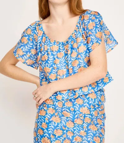 Mirth Capri Top In Tangerine Carnation In Blue