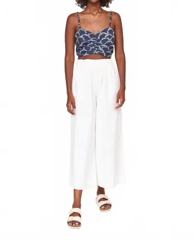 Mirth Deia Cotton Top In Lapis Shell In White