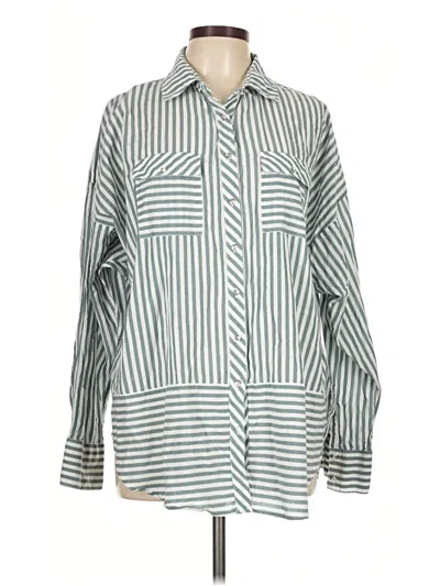 Pre-owned Mirth Long Sleeve Button Down Shirt In Blue