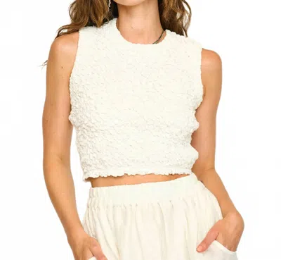 Mirth Lucia Smocked Crop Top In White