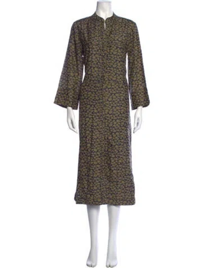 Pre-owned Mirth Patterned Long Dress In Green