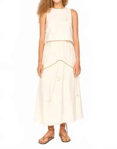 Mirth Santanyi Tank Top In Lime Jamdani In Neutral