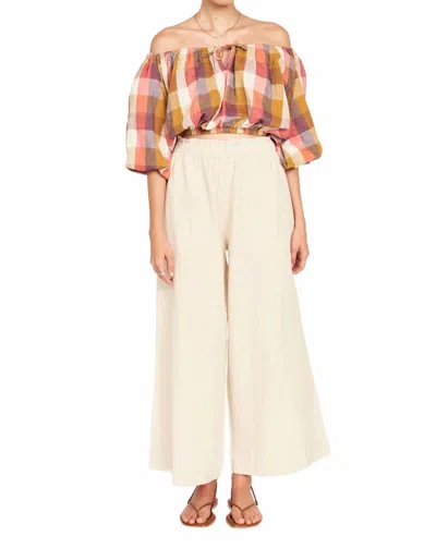 Mirth Wide Leg Ankle Length Pant In Oatmeal In White