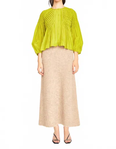 Mirth Ynez Hand Smocked Blouse In Citronelle In Green