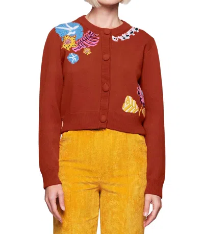Mirto Jacquard Cardigan In Orange