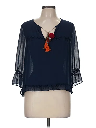 Pre-owned Misa 3/4 Sleeve Blouse In Blue