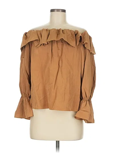 Pre-owned Misa 3/4 Sleeve Blouse In Brown