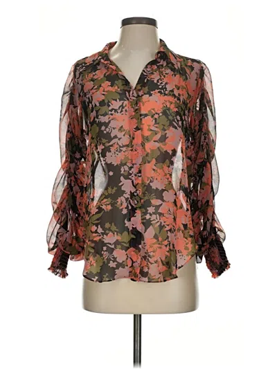 Pre-owned Misa 3/4 Sleeve Blouse In Brown