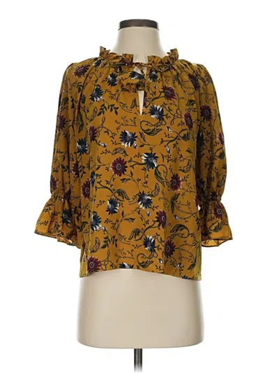 Pre-owned Misa 3/4 Sleeve Blouse In Gold