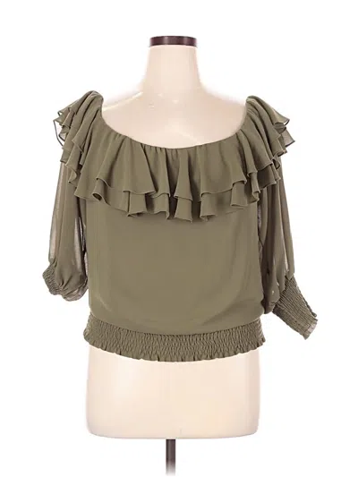 Pre-owned Misa 3/4 Sleeve Blouse In Green