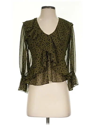 Pre-owned Misa 3/4 Sleeve Blouse In Green