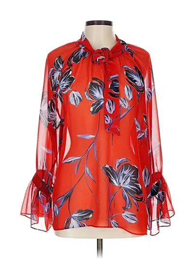 Pre-owned Misa 3/4 Sleeve Blouse In Red