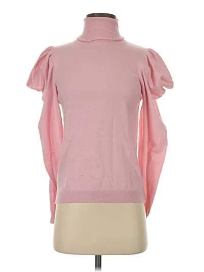 Pre-owned Misa 3/4 Sleeve Top Pink Turtleneck Tops