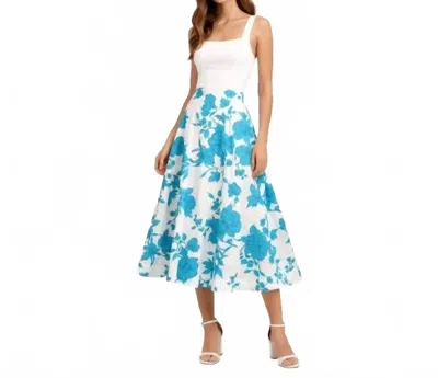Misa A Line Floral Print Midi Skirt In Blue