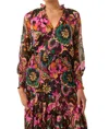 Misa Alexis Top In Flora Groove Chiffon In Multi