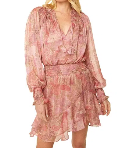 Misa Almaha Dress In Muted Paisley In Pink