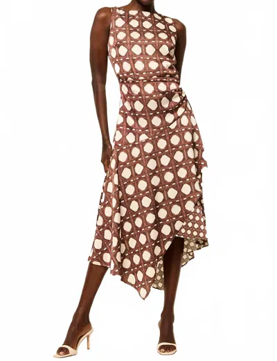 Misa Alodia Dress In Chocolate Rattan Tile Mix In Brown