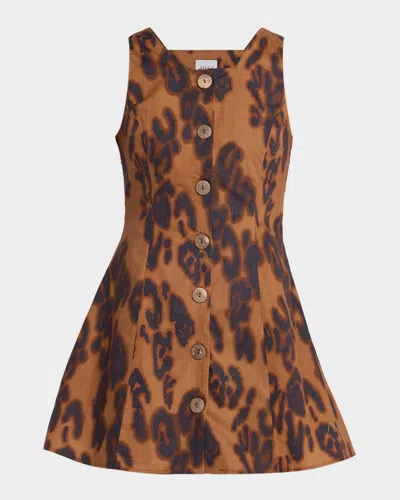 Misa Alyse Leopard Mini Dress In Cocoa Leop