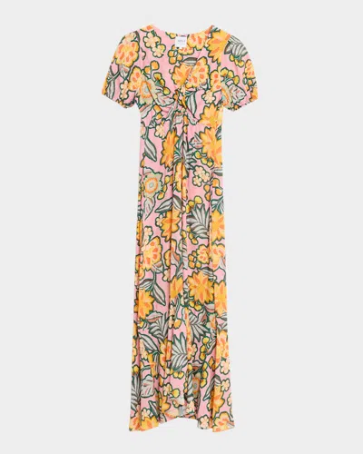 Misa Amara Desert Floral Midi Dress In Brown