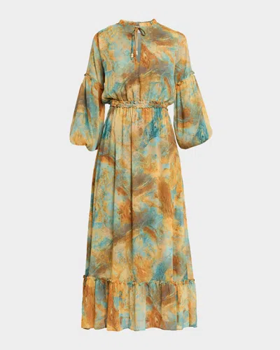 Misa Amata Ruffle-trim Maxi Dress