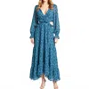 Misa Amelia Ruffle Cutout Maxi Dress In Cerulean Blue In Multi