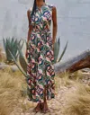 Misa Anabella Dress In Prismatic Tile Coral Satin