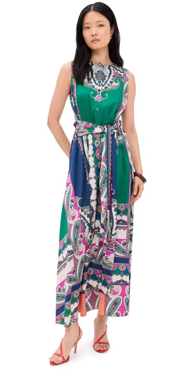 Misa Anabella Dress Multicolored Patchwork Scarf