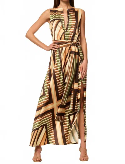 Misa Anabella Maxi Dress In Geo Scarf In Multi