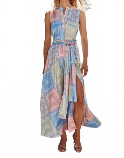 Misa Anabella Maxi Dress In Pastel Tiles In Multi