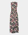 Misa Anabella Dress In Prismatic Tile Coral Satin