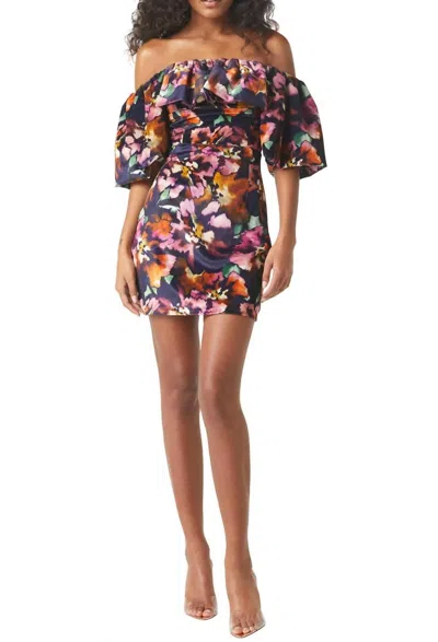 Misa Anetta Dress In Libra Fleur Velvet In Multi