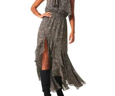 Misa Aneva Front Slit Dress In Paisley Shimmer In Animal Print