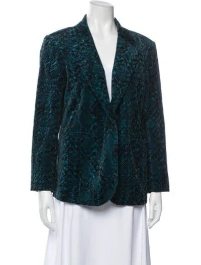 Pre-owned Misa Animal Print Blazer In Blue