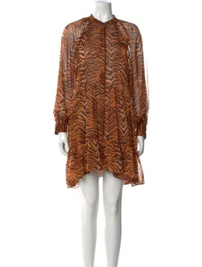 Pre-owned Misa Animal Print Knee-length Dress In Orange