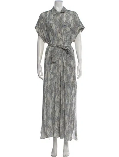 Pre-owned Misa Animal Print Long Dress In Gray