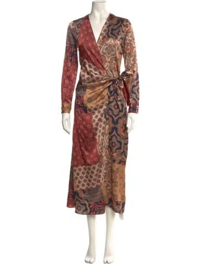 Pre-owned Misa Animal Print Long Dress In Multi