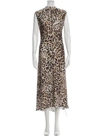 Pre-owned Misa Animal Print Long Dress In Multi