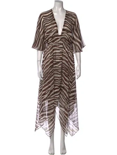 Pre-owned Misa Animal Print Long Dress In Multi