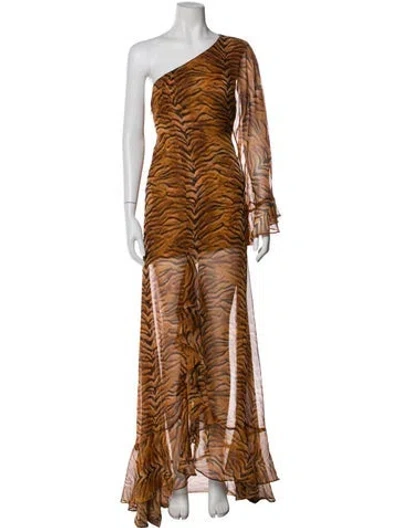 Pre-owned Misa Animal Print Long Dress In Neutral