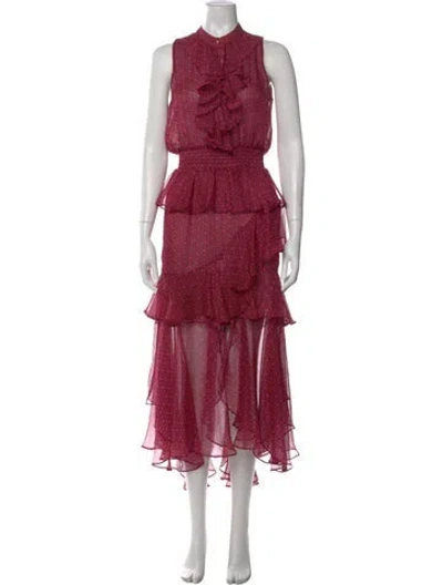 Pre-owned Misa Animal Print Long Dress In Pink