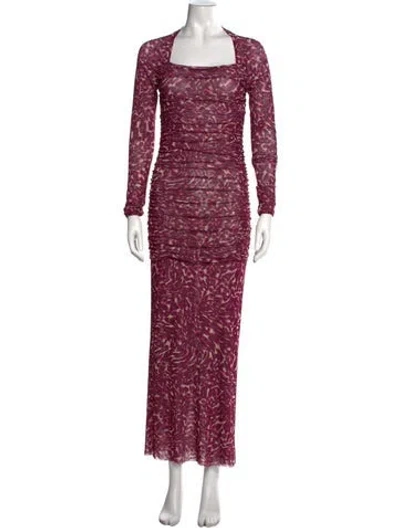 Pre-owned Misa Animal Print Long Dress In Purple