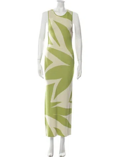 Pre-owned Misa Animal Print Long Dress W/ Tags In Green