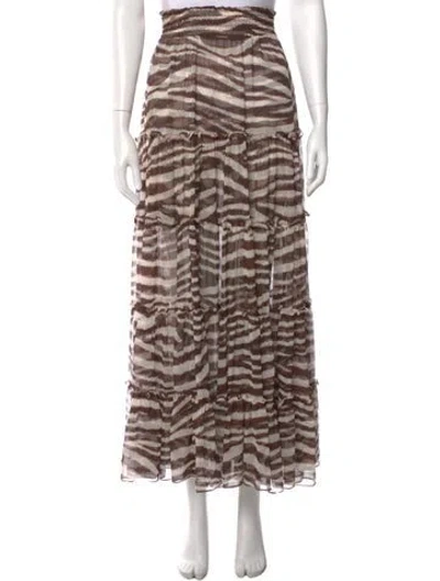 Pre-owned Misa Animal Print Long Skirt In Brown
