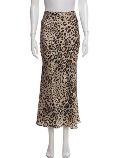 Pre-owned Misa Animal Print Long Skirt In Neutrals