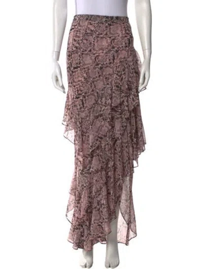 Pre-owned Misa Animal Print Long Skirt In Pink