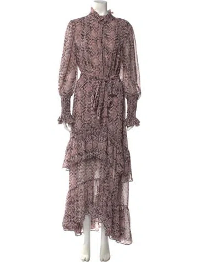 Pre-owned Misa Animal Print Midi Length Dress In Pink