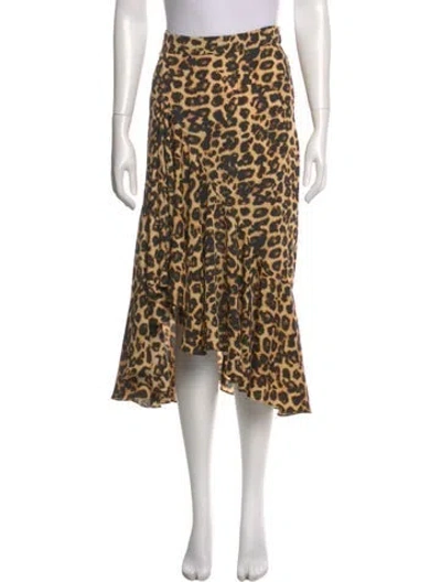 Pre-owned Misa Animal Print Midi Length Skirt In Black