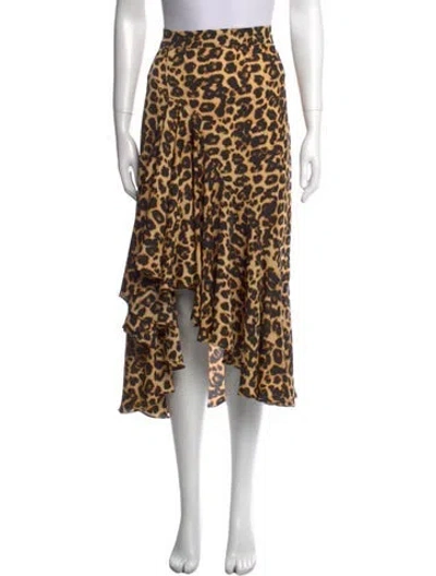 Pre-owned Misa Animal Print Midi Length Skirt In Brown