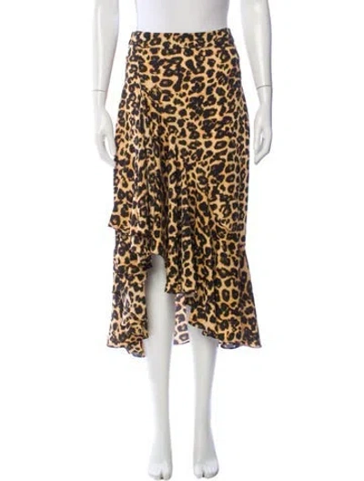 Pre-owned Misa Animal Print Midi Length Skirt In Brown